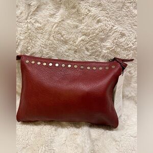 Eileen Fisher Elegant Red Leather Cosmetics bag OS